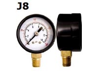 Model J8 Gauge - 1/4" NPT Standard Bottom Connection Black Enameled Steel Case - Non Fillable